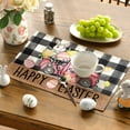 thumbnail image 7 of Sm:)e Easter Table Runner with Egg Truck Placemats Set of 4, 12 x 18 Inch, White and Black Buffalo Plaid Spring Kitchen Decor, 7 of 7