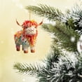 thumbnail image 2 of Christmas Ornaments Highland Cow Decor Christmas Tree Decorations Cute Acrylic Cow Pendants Cartoon Cow Decorative, 2 of 6