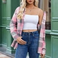 thumbnail image 2 of Jean Jacket Women - Plaid Button with Pocket Basic Top Jacket - Leisure/Home, 2 of 7