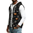 thumbnail image 5 of Delconic Mens Halloween Print Sleeveless Zip Up Hoodie Vest Casual Vintage American Style Lightweight Fleece Hooded Outerwear Dark Gray XL, 5 of 8