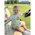 thumbnail image 5 of BemeyourBBs Newborn Baby Boys Golf Football Game Day Outfit Infant Baby Boy Spring Summer Fall Clothes Striped Short Sleeve Romper and Letter Ball Embroidery Overalls Shorts Set, 5 of 9