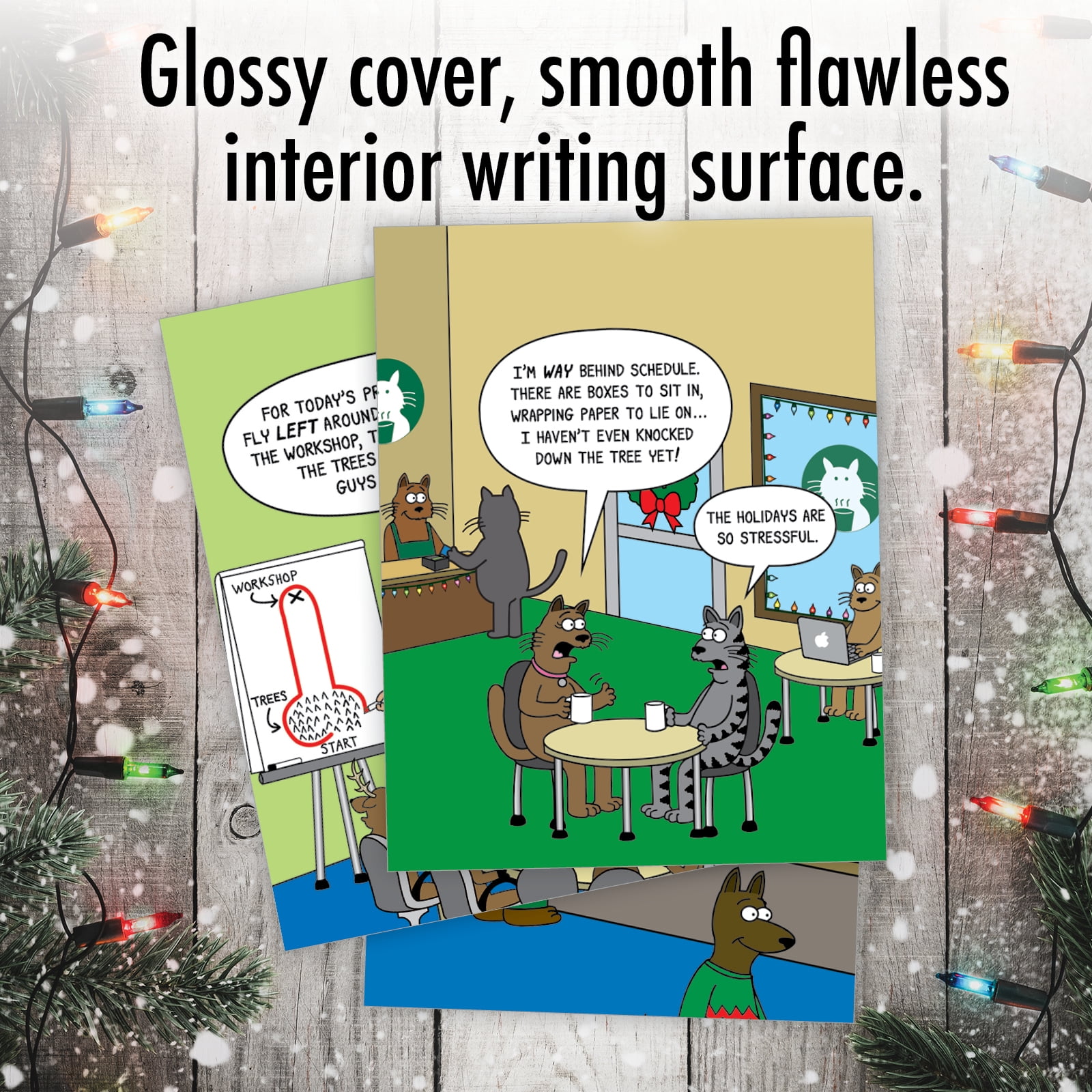 NobleWorks 20 Assorted set Funny Christmas Greeting Cards w/5 x 7 Inch Envelopes (10 Designs, 2 Each) Metzger's Holiday Mania AC8715XSG-B2x10