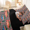 thumbnail image 4 of Manfei Cartoon Trout Queen Bedding, Stripe Abstract Bedding Comforter Set Queen, Pink Black Orange, Black Reversible, 7-Piece, 4 of 6