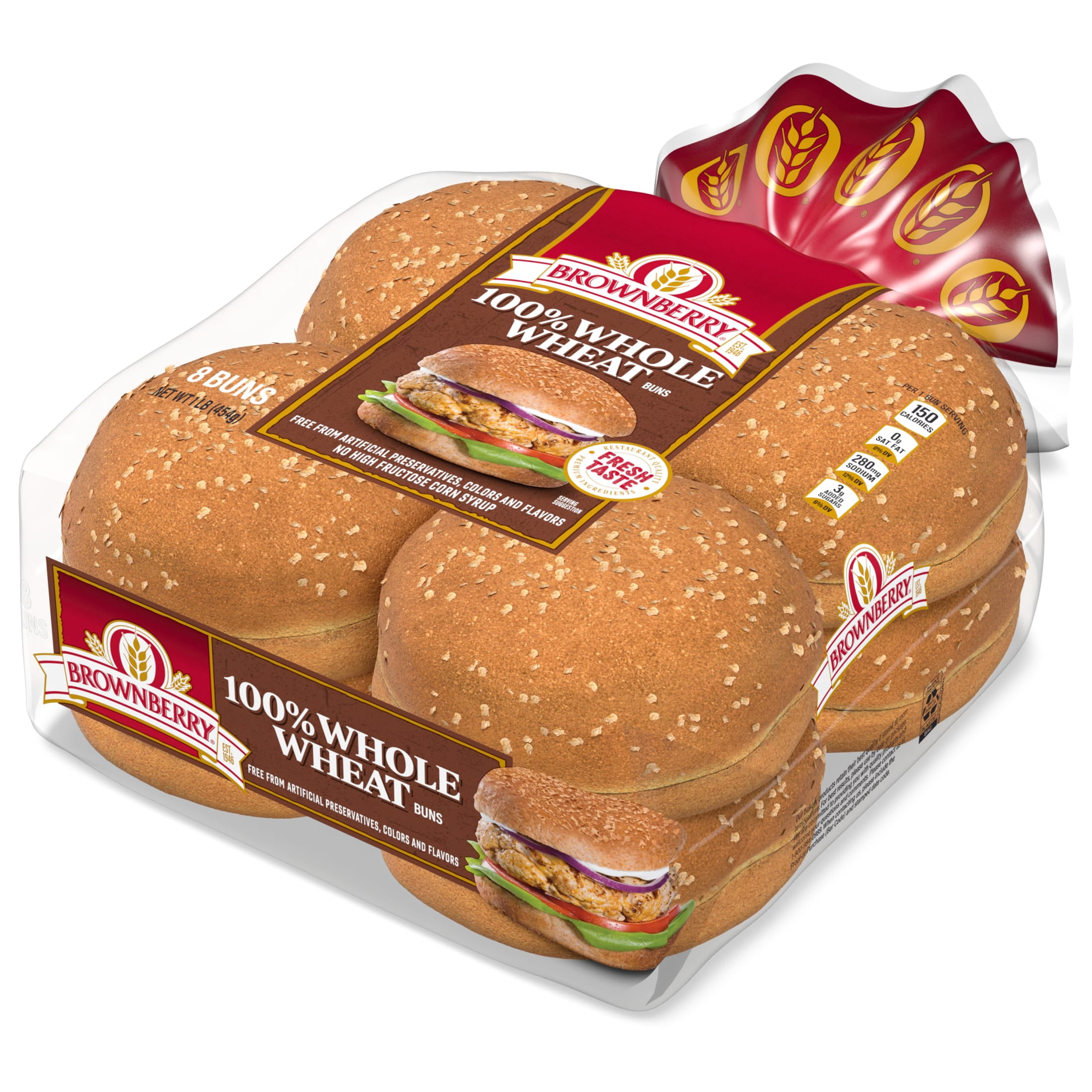 Brownberry Whole Wheat Buns, 8 count, 16 oz