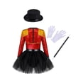 thumbnail image 2 of Zaldita Kids Girls Circus Ringmaster Costume Sequin Tassel Dress Halloween Dance Leotard with Skirt Red 12, 2 of 7