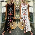 thumbnail image 2 of Robe Maxi Kaftan Bohème Sans Manches en Coton et Lin pour Femmes, Longues Robes pour Dames, Nouvelle Robe Chemise Vintage Décontractée Ample pour Femme, Vacances, 2 of 5