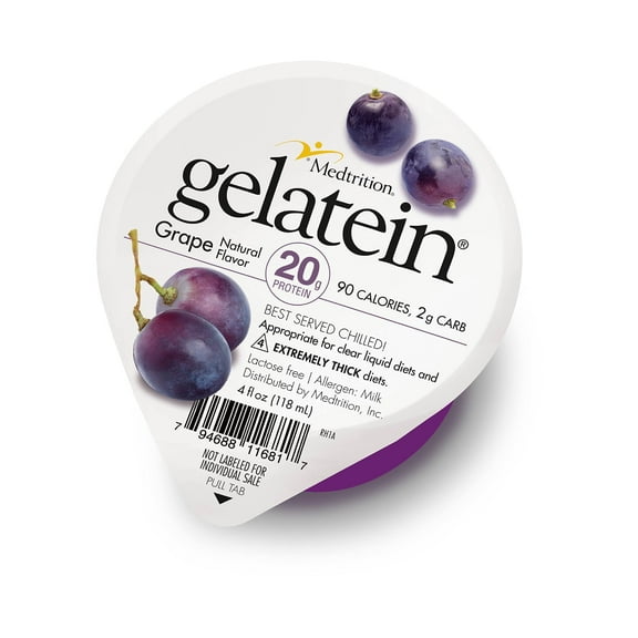Gelatein Grape: 20 Grams of Protein. Sugar Free. Ideal for Clear Liquid Diets, Swallowing Difficulties, Bariatric, Dialysis and Oncology. Great Pre or Post-Workout Snack. (12 Pack)