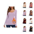 thumbnail image 1 of Womens Long Sleeve Tops 2026 Fall Winter Basic Square Neck Slim Fit Breathable Undershirt T Shirts, 1 of 7