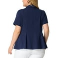 thumbnail image 3 of Agnes Orinda Women's  Plus Size Office Work Short Sleeve Button Pockets Blazers Jackets, 3 of 5