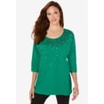 thumbnail image 2 of Roaman's Women's Plus Size Three Quarter Sleeve Embellished Tunic, 2 of 6