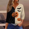 thumbnail image 5 of Trgacdwlo Halloween Shirts for Women 2026 Novelty Vintage Ghost House Print Henley Womens Tops 3/4 Sleeve Funny Pumpkin Ghost Fall Womens Tunic Tops, 5 of 6