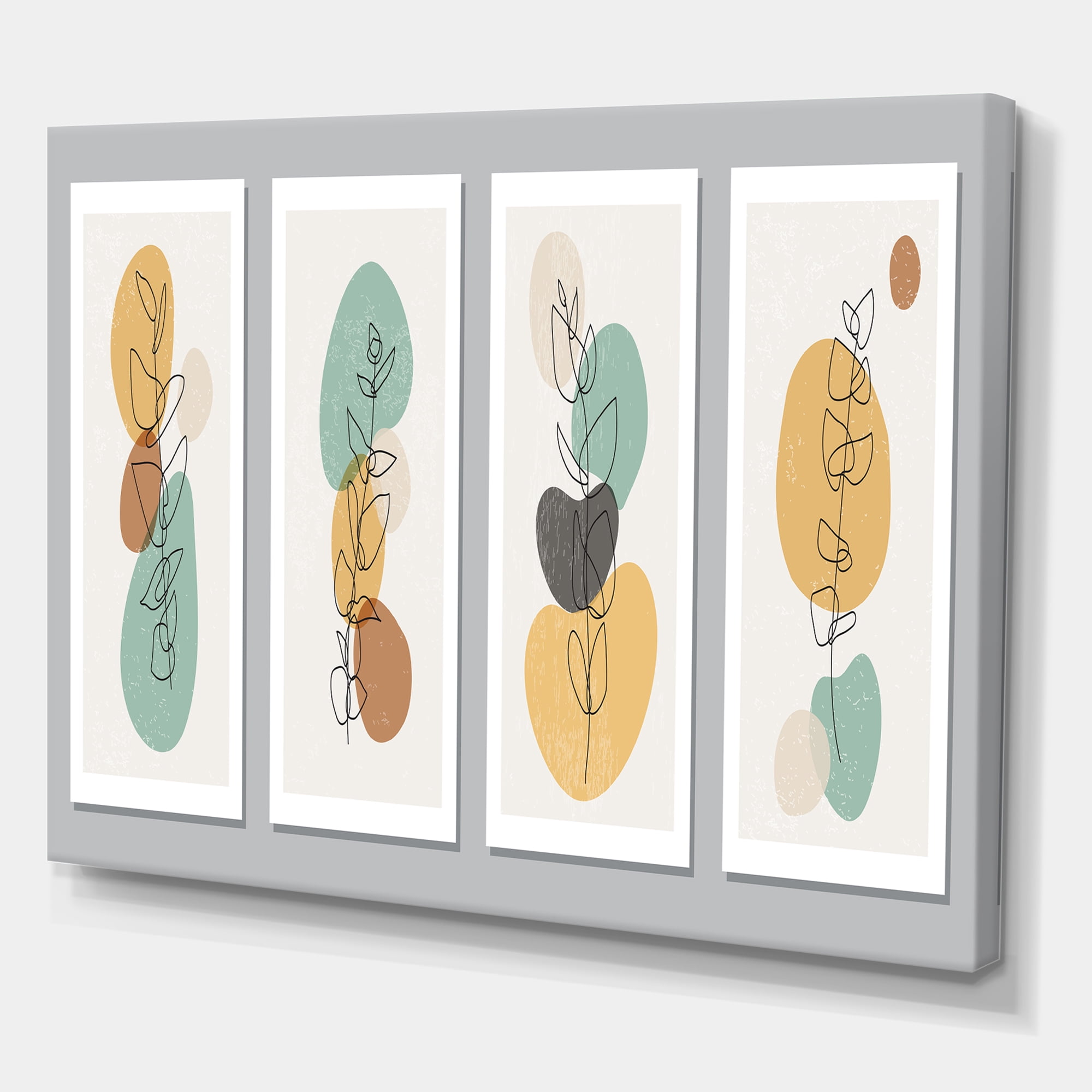 Designart ' Compostion Minimalistic of Organic Shapes III ' Modern Canvas Wall Art Print