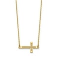 thumbnail image 2 of 14K Yellow Gold Cable Necklace with Pendants Chain Sideways Cut-out Cross 19 inch 1 mm, 2 of 3