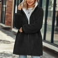 thumbnail image 5 of Abrigo de polar de peluche para mujer con cremallera, chaqueta con capucha de gran tamaño, sudadera con capucha de invierno larga, holgada, cálida y esponjosa con bolsillos, 5 of 5