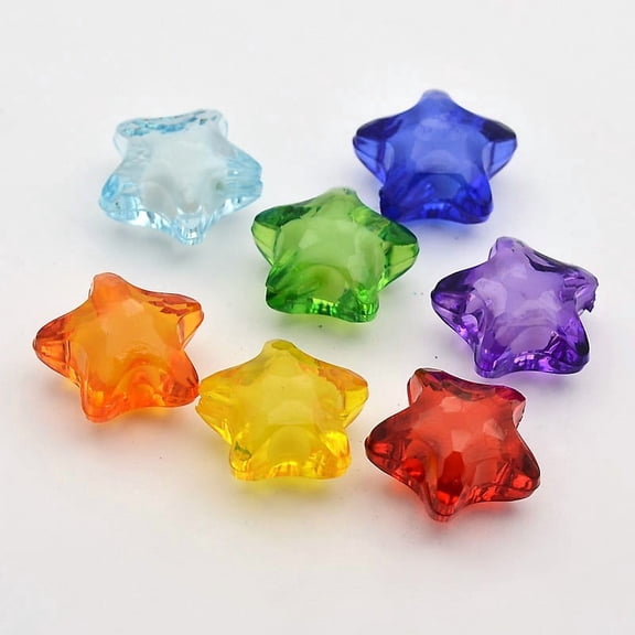 Transparent Acrylic Beads Bead in Bead Star Mixed Color 20x18x12mm Hole: 3mm