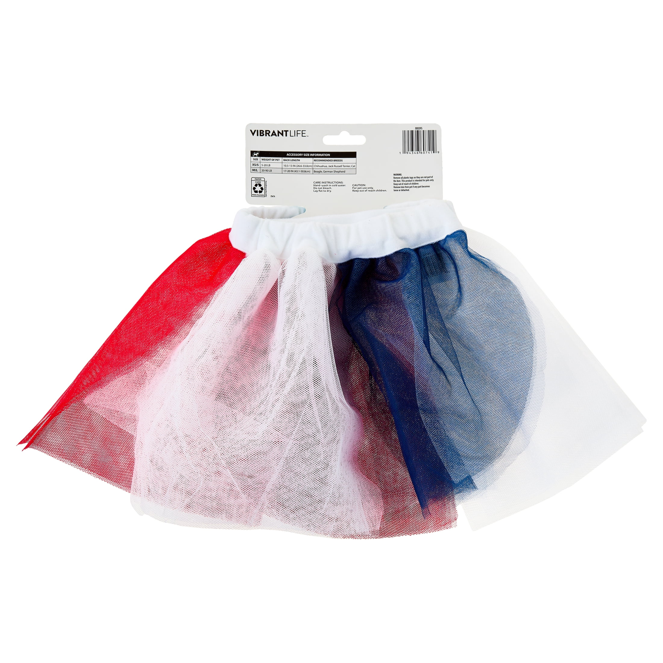 Vibrant Life Fourth of July Medium/Large Dog Tutu, Red, White, and Blue