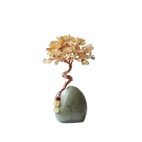 Natural Citrine Crystal Money Tree, Handcrafted Prosperity Tree for Wealth and Feng Shui Decor