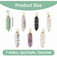 thumbnail image 2 of 7Pcs Natural Stones Pendants Gemstone Dangle Charms Quartz Charms Stone Charm Gold Copper Wire Wrapped Pendants for Earring Bracelet DIY Jewelry Making Colorful, 2 of 6