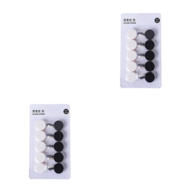 Moyic 10 ganchos adhesivos para pared: elegante, fuerte capacidad de carga, fácil instalación, gancho autoadhesivo, negro y blanco. Negro+Blanco 2piezas