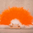 thumbnail image 3 of Vintage Style Marabou Feather Hand Fan Peacock Folding Handheld Fan for Dancing Party Flapper(Orange), 3 of 4