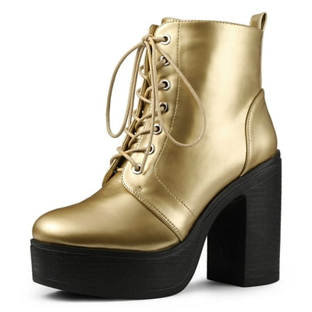 high heel military lace up boots