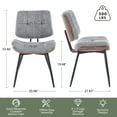 thumbnail image 6 of Dining Chairs Set of 4, Mid-Century Modern Kitchen & Dining Chairs, Fabric Upholstered Accent Chair with Metal Legs, Walnut Style Armless Side Chairs for Guest Reception Waiting Room, Gray, 6 of 8