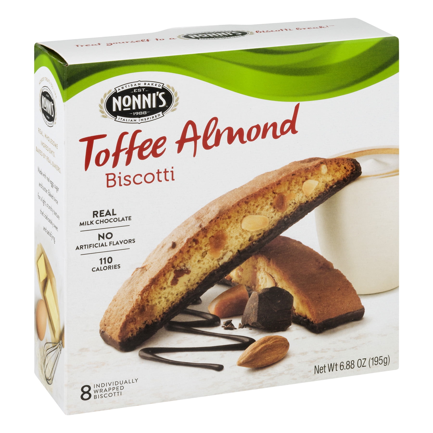 (3 pack) Nonnis Biscotti, Toffee Almond, 8 Count, 6.88 Ounce