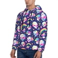 thumbnail image 3 of Pofeuu Skull mushroom rainbow space Print Mens Casual Hooded Collar Drawstring Hoodies Pullover Sweatshirts Casual Long Sleeve Shirts-Medium, 3 of 7