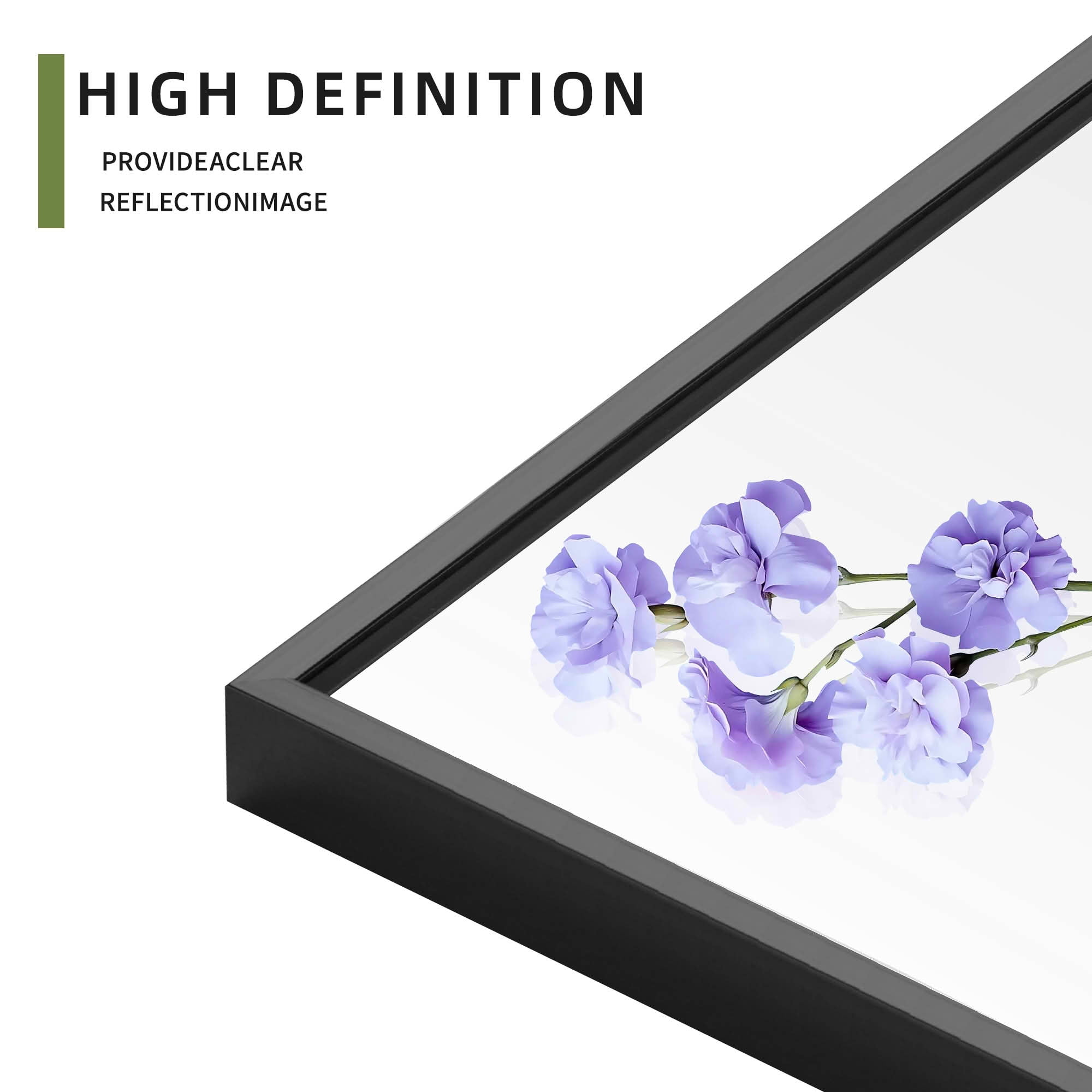 MAYEERTY 71x24x1 Inch Black Thin Edge Aluminum Right Angle Rectangular Full Length Mirror with Stand for Bedroom