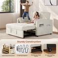 thumbnail image 2 of Yaheetech 3-in-1 Pull-Out Couch Convertible Sleeper Sofa Bed Velvet Loveseat Couch with Adjustable Backrest, USB Ports, Side Pockets and Pillows for Living Room Bedroom, Beige, 2 of 7
