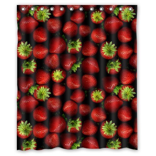 ABPHQTO Bonito estampado de fresas rojas Cortina de ducha Cortina de ducha impermeable 150x180 cm