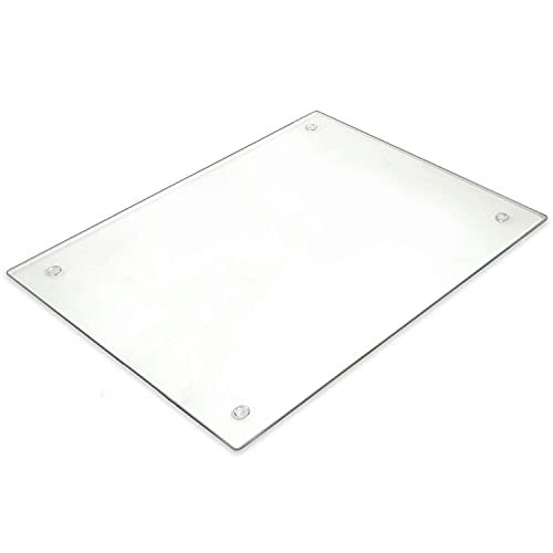 Tempered Glass Cutting Board – Long Lasting Clear Glass – Scratch Resistant, Heat Resistant, Shatter Resistant, Dishwasher Safe. (Large 12x16")