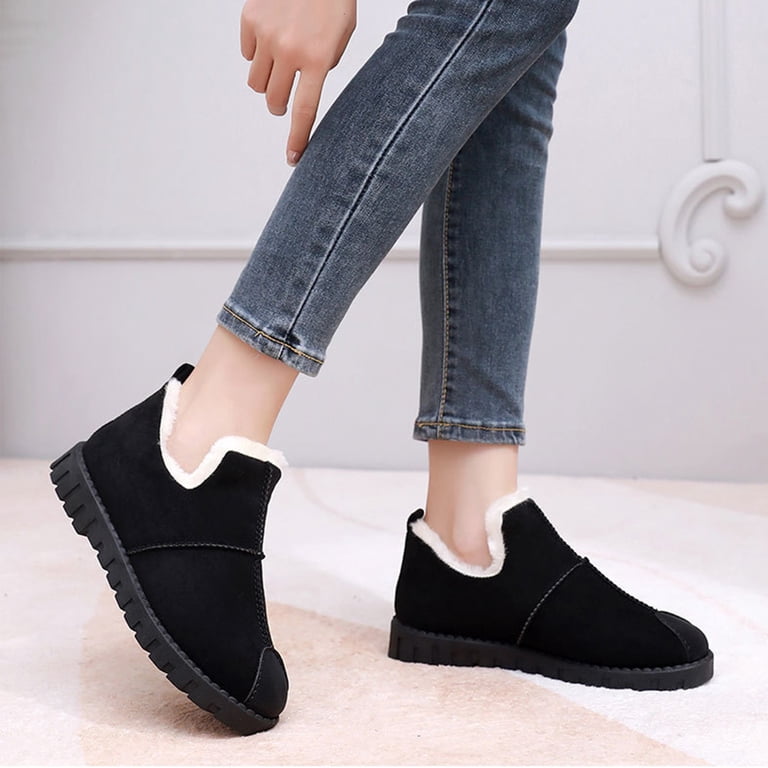 Xfvqtps Men and Womens Snow Shoes Suede Sole Plush Fleece  display picture 1