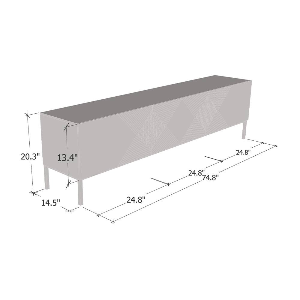 Exito 01 TV Stand for TVs up to 85", Mid-Century Modern High Gloss 75" Entertainment Center, TV Media Console with Storage Cabinets