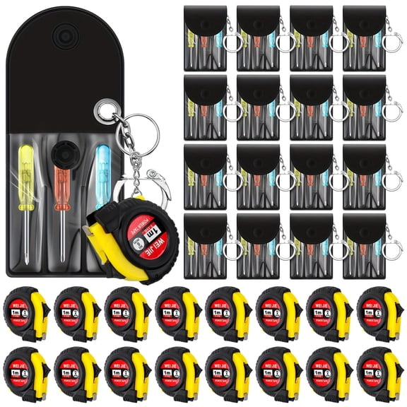 32Pcs Mini Tape Measure Keychain Set, Tiny Screwdriver Set, Bulk Mini Gifts For Men, Operation Christmas Child Bulk Items, Stocking Stuffers For Coworkers, Father's Day Gifts, Adult Men Party Favors
