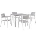 thumbnail image 2 of Modway Maine 5 Piece Outdoor Patio Dining Set in White Light Gray, 2 of 7