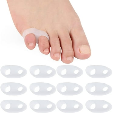 6 Pairs Soft Gel Toe Separators with Two Holes, Silicone Pinky Toe Spacers Bunion Pads, Pain Relief Small Toe Correctors for Women and Men Overlapping Hammer Toes
