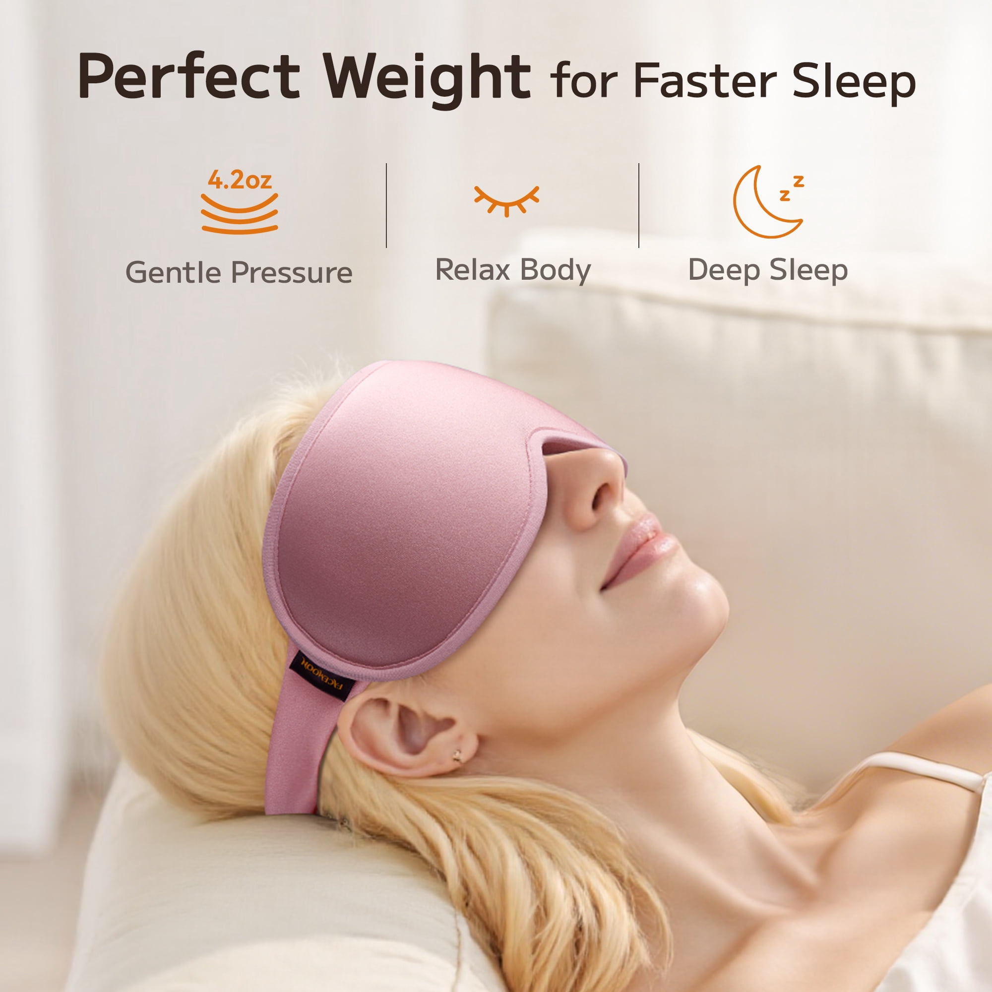 FACEMOON Memory Foam Weighted Soft Light Blocking Zero Eye Pressure Sleep Eye Mask for Sleep Support with Storage Bag, Blackout, 2 Pack
