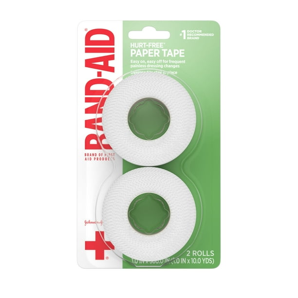 BandAid Brand First Aid Medical Paper Tape, 1 in by 10 yd, 2 ct
