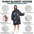 thumbnail image 5 of Wearable Oversized Blanket,DarkBlue Dinosaurs in Space Pattern Wearable Blanket Hoodie for Adults,Cozy Hooded Blankets with Super Pockets,Super Warm Fuzzy Pullover for Women & Men, 5 of 6