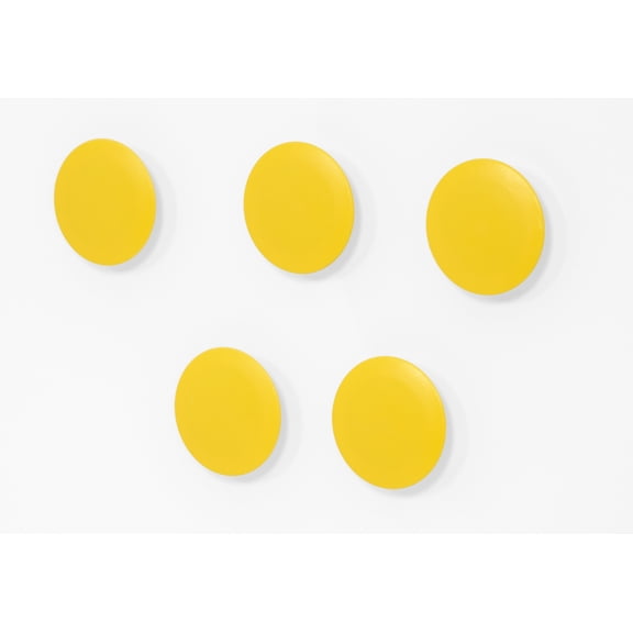 Audio-Visual Direct High Powered Magnets for Glass Dry-Erase Boards, Set of 5 Yellow
