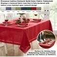 thumbnail image 2 of SHIQI-Fabric Rectangle Tablecloth, 60 x 84 Inch, Holiday Provence Lattice Cutwork Solid Color Textured, Water and Stain Resistant Easy Care Fabric Table Cloth, Red, 2 of 4