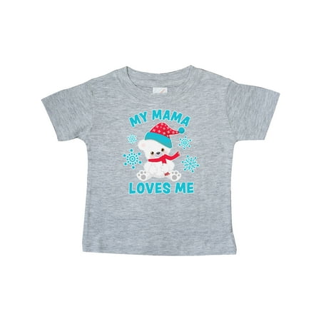 

Inktastic Polar Bear My Mama Loves Me in Santa Hat with Snowflakes Gift Baby Boy or Baby Girl T-Shirt