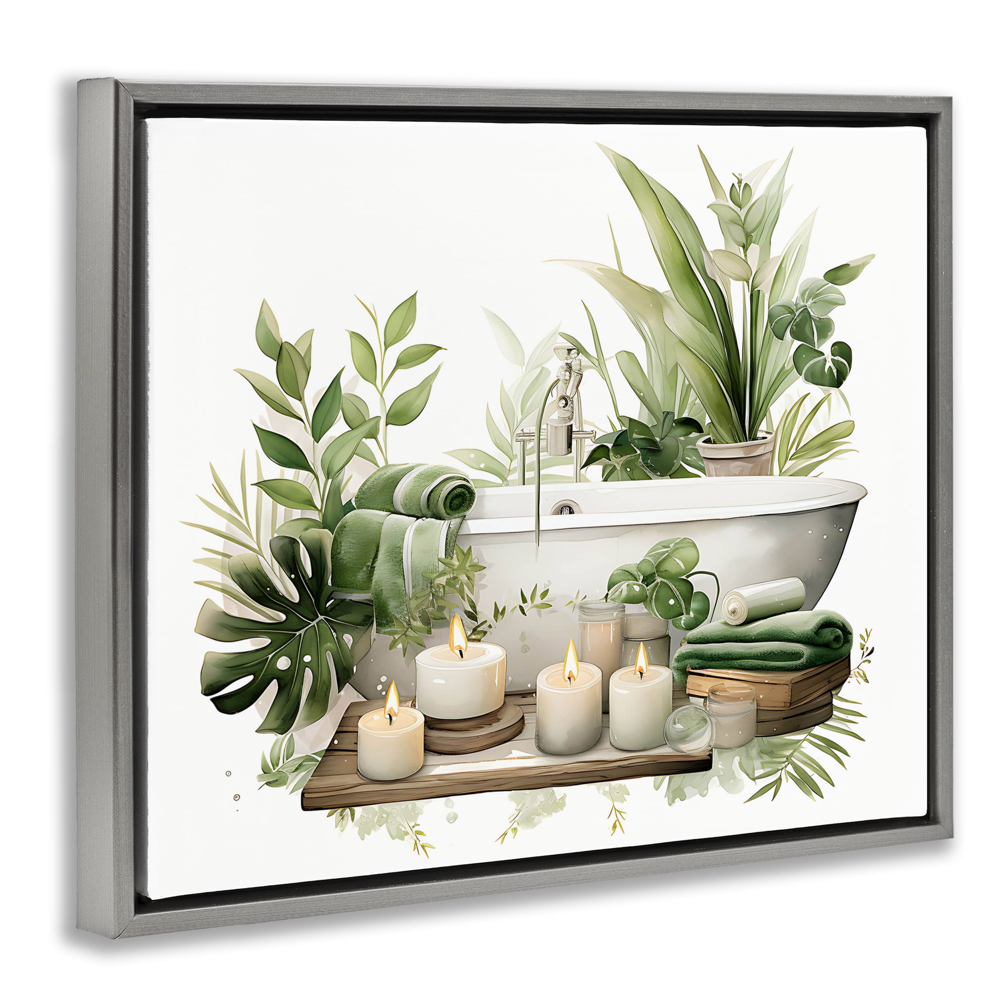 Tropical Zen Bathtub Gray Framed Floater Canvas Wall Art, design by Lettered and Lined