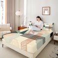 thumbnail image 4 of Homewish Minimalist Geometric 4 Pieces Queen Sheet Sets for Teens Boys Girls,Abstract Stripes Ultra Soft Flat Sheet,Vintage Aesthetic Queen Fitted Sheet,Lightweight Room Decor, 4 of 7