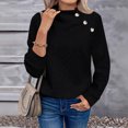 thumbnail image 4 of Smupbvky Womens Cable Knit Sweater Funnel Neck Button Pullover Trendy Winter Casual Cuffes Long Sleeve Thick Tops (M, Black), 4 of 7