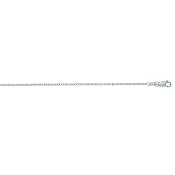14k White Gold 1.2mm Sparkle-Cut Round Cable Link Chain With Lobster Clasp Necklace - 16 Inch