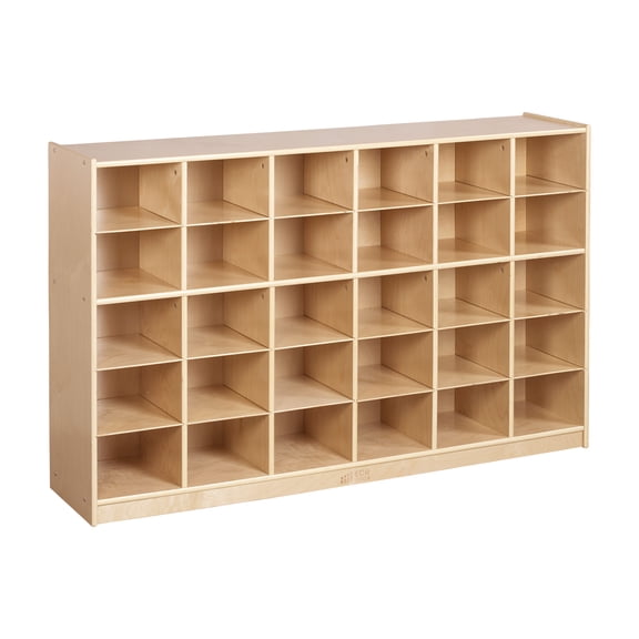 ECR4Kids 30 Cubby Mobile Tray Storage Cabinet, 5x6, Classroom Furniture, Natural