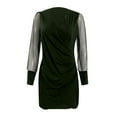 thumbnail image 4 of CEHVOM Robe Longue à Manches Longues et Col en V pour Femmes, Décontractée, en Gaze, pour Fête, en Solde, 4 of 6
