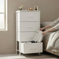 thumbnail image 4 of CONCETTA 4 Drawer Dresser, Wide Chest Drawers Nightstand Storage Tower Storage Fabric Dresser With Wood Top for Living Room, Bedroom, Closet, White, 4 of 7